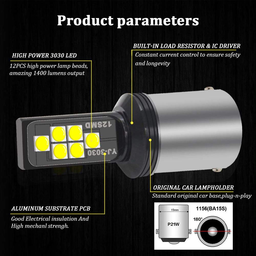 Socal-Led Lighting 1156 Ba15S Amber Yellow Led Turn Signal Bulb Advanced 3030 Smd Bright Colorful Drl Brake Lamp Parking Tail Light  Pack Of 2