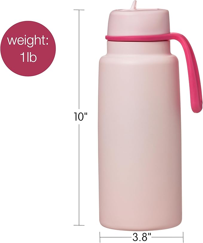 b.box Triple Insulated 34oz Water Bottle w/Stainless Steel Straw. 46 Hours Cold. Leak Proof Tumbler with Lid and Straw for Travel, Gym & School. BPA Free Sports Water Bottles.