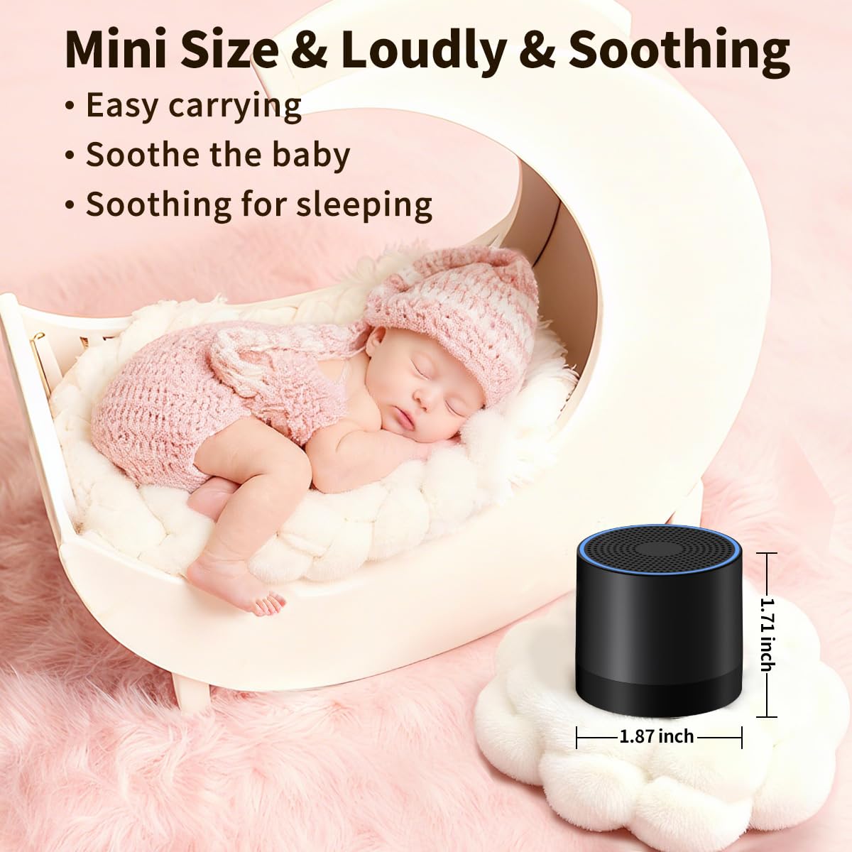 Portable Mini White Noise Machine Sound Machine with 30 Soothing Sounds for Newborn Kids Adults Rechargeable Sleep Brown Noise Machine with 4 Timers Memory Function for Travel Camping Home and Office
