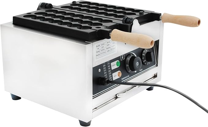 Waffle Making Machine, Mini Egg-Shaped Bubble Waffle Maker Commercial, 6-Skewer Capacity with Adjustable Timer & Temperature Control, for Home Kitchen Restaurant Use, Silver