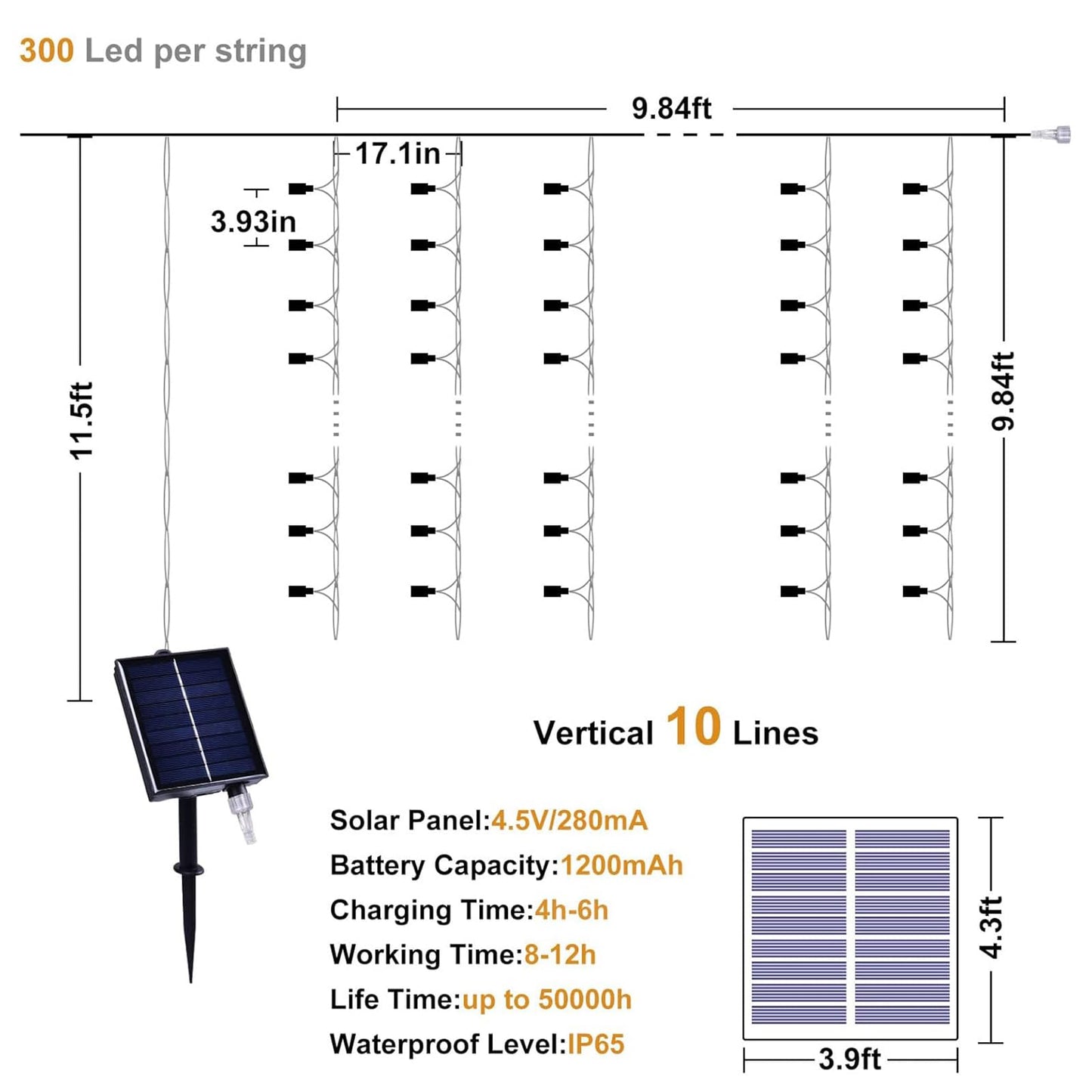 Xinxianlian 300Led Solar Curtain Lights, Waterproof Pink Twinkle Lights For Indoor/Outdoor Use, 8 Modes, Perfect For Home & Garden Decor