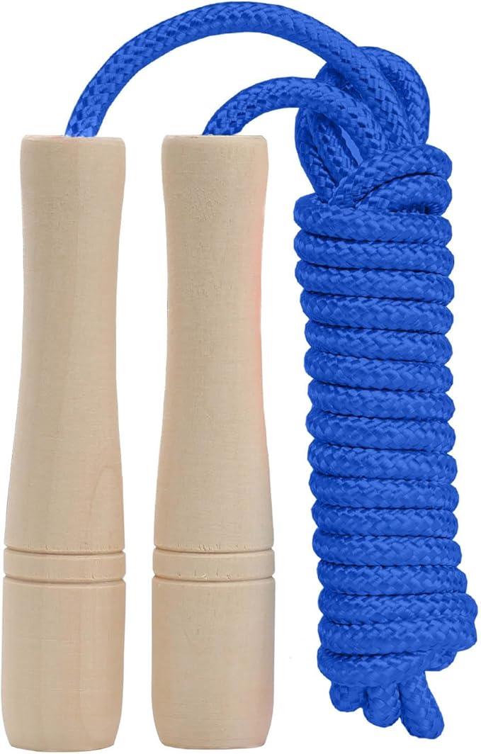 Jump Rope for Kids, Adjustable Toddler Skipping Rope with Wooden Handle, 8.5ft Child Jumping rope for Girls and Boys Worko...