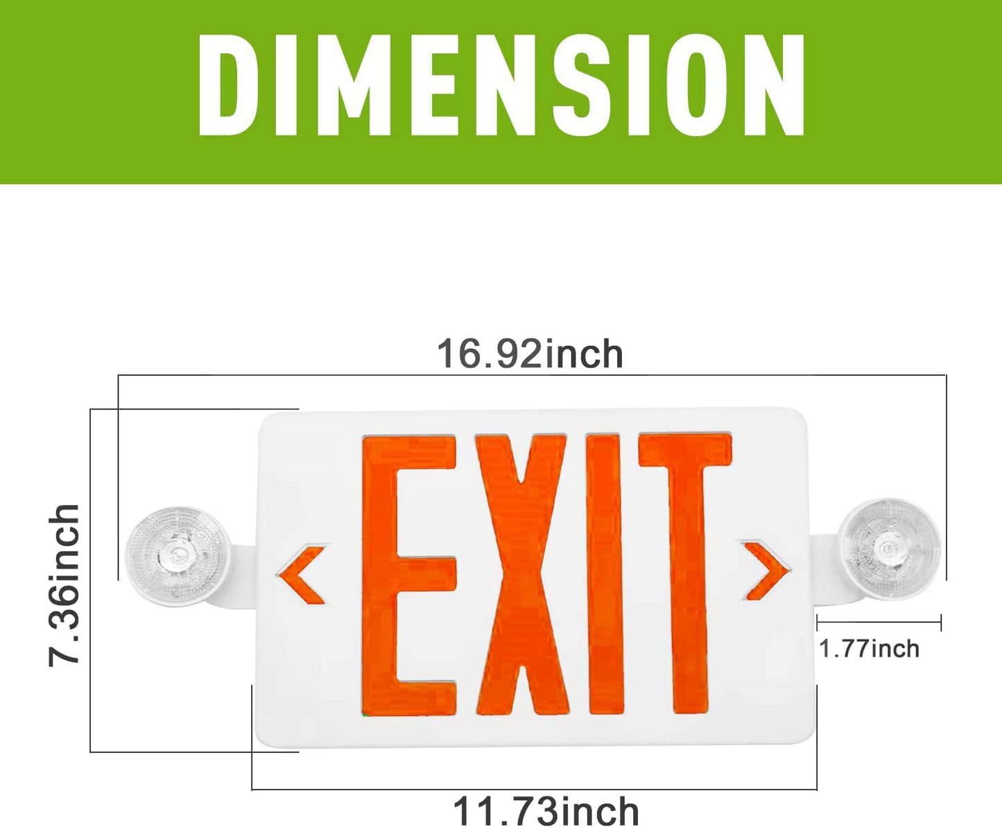 OSTEK 2 Pack Red LED Exit Sign with Emergency Lights, Adjustable Heads, Battery Backup, UL-Listed, ABS Material