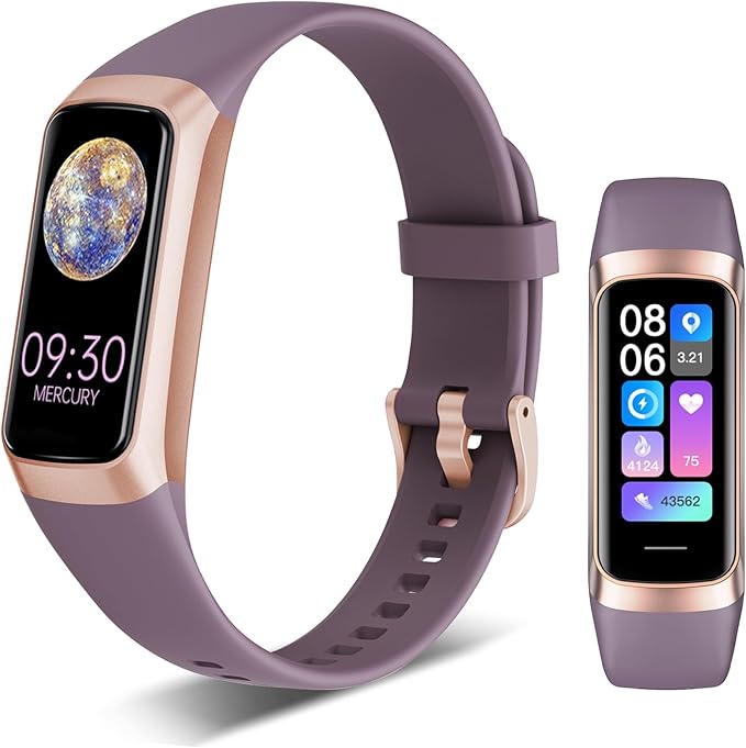 Fitness Tracker, 24/7 Heart Rate Blood Oxygen Blood Pressure Body Temp Monitor Sleep Calorie Tracker with 1.1" AMOLED Touc...