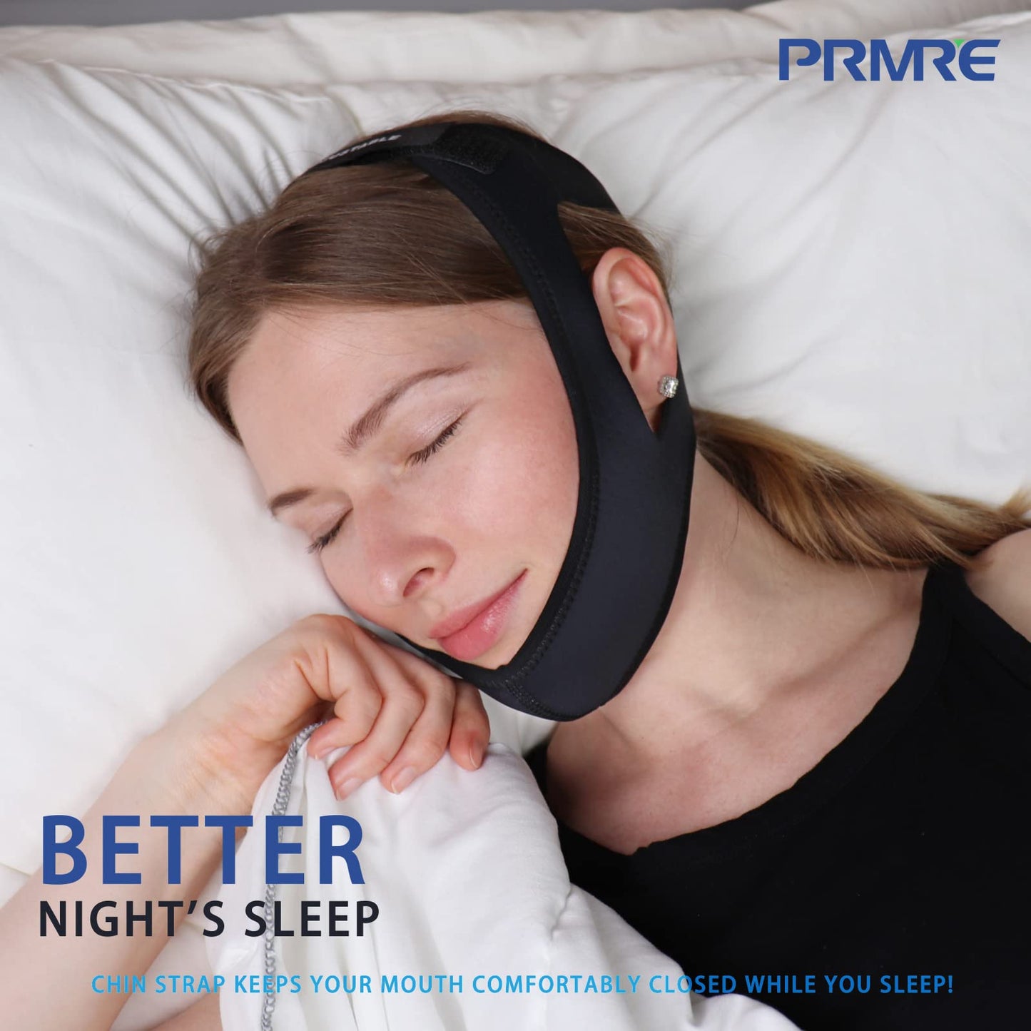 Double Adjustable Chin Strap for CPAP Users - Breathable and Snoring Solution Stop Snoring Chin Strap - Better Sleep Chin Strap for Snoring for Men and Women (Black)