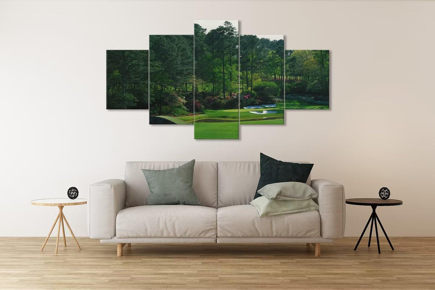 chenchenArt Augusta National Golf Course Wall Art for Living Room Bedroom Bathroom Home Decorations Augusta Golf Course Pictures Canvas Prints Framed Ready to Hang(60''W x 32''H)