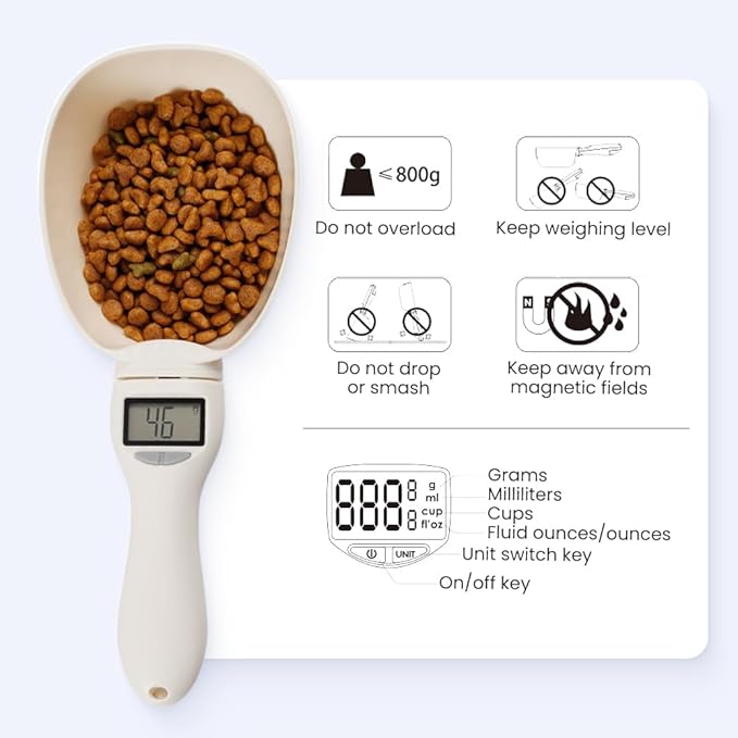 Digital Measuring Spoon, 2026 New Food Digital Measuring Scoop Scale 800g / 0.1g High Precision with LCD Screen,Household Weighing Scoop for Kitchen and Dog Cat Food (1Pcs)