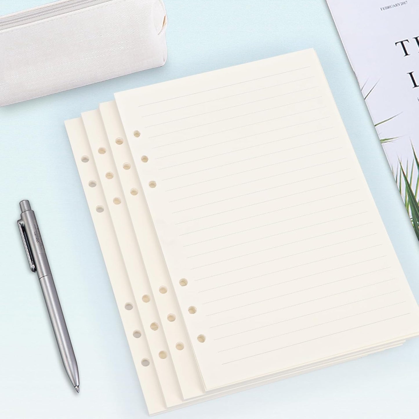 Toplive A5 Refill Paper [4 Pack], 100GSM Thick 6 Hole Lined Loose Leaf - 180 Sheets (360 Pages), Refillable Filler Inserts for 6 Ring Binder/Journal/Notebook - Ideal for Daily Writing & Note-Taking