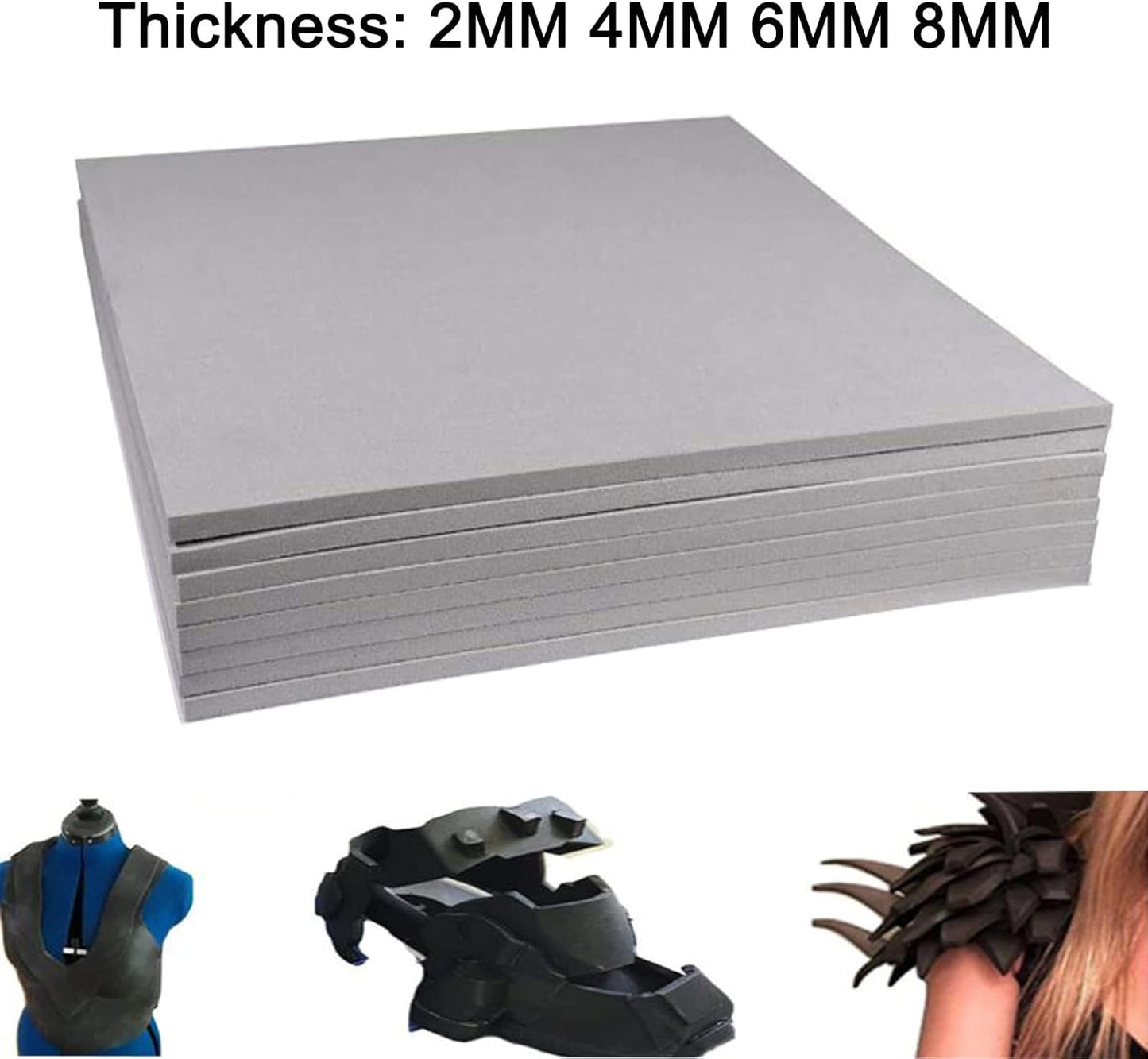 Labzhang Grey EVA Foam Cosplay, 1 Piece of 4mm Craft Foam,Cosplay Foam, 14" x 39" Ultra-high Density 80 kg/m3 EVA Foam Sheets (Grey-4mm)