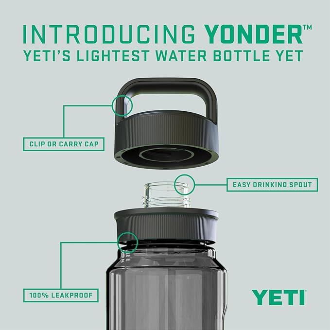 YETI Yonder Water Bottle with Yonder Chug Cap, Lightweight, Leakproof and BPA-Free