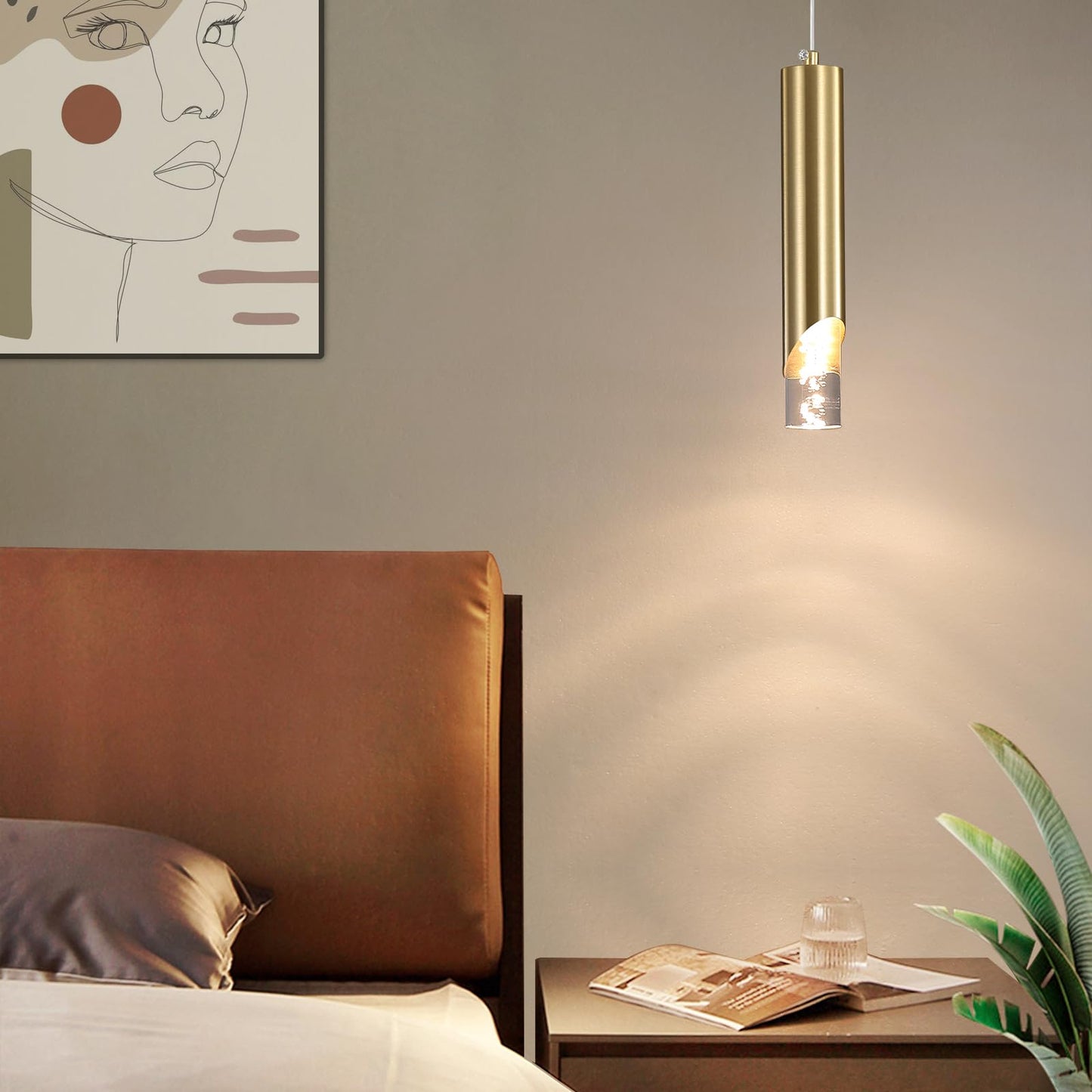 2 Pack Modern Gold Pendant Light Fixture  Acrylic Bubble Cylinder Hanging Lights  3 Color Temperatures  Minimalist Ceiling Chandelier Lighting For Dining Room  Bedroom  Hallway  Bar  Kitchen Island