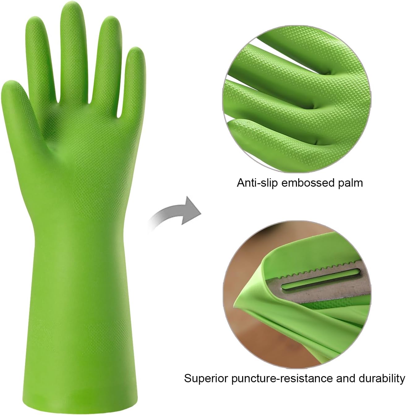 Bamllum Rubber Cleaning Gloves for Kitchen - 4 Pairs Reusable Dishwashing Gloves for Household, Flexible Long-lasting & Waterproof (Medium, Blue+Green+Red+Orange)