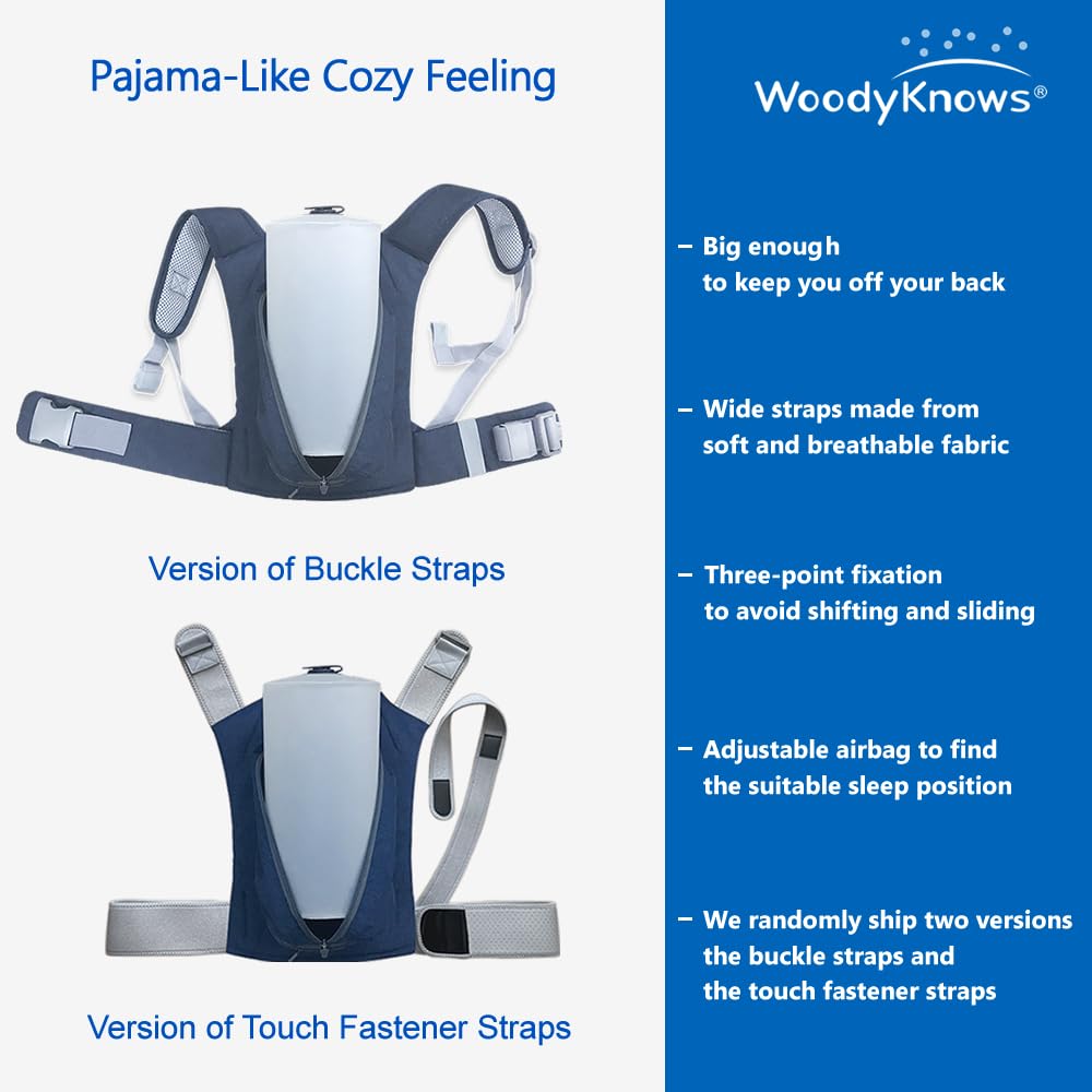 WoodyKnows Side-Sleeping Backpack, Sleep Position Trainer, alleviates snoring Caused by Throat Issues (Large 1 Pack)