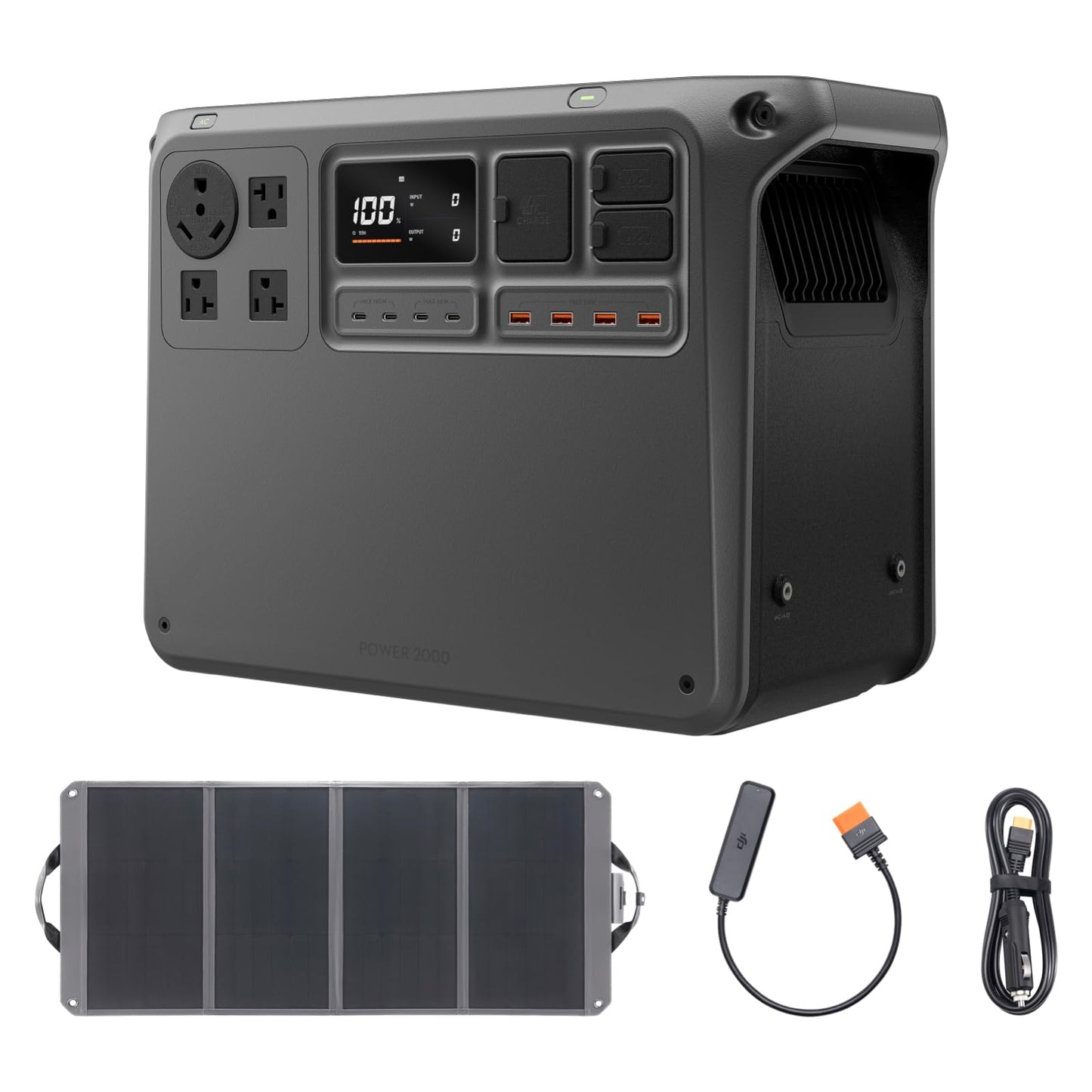Dji Power 2000 Portable Power Station, Solar Generator With Panel, 2048Wh Lfp Battery, 3000W Output, Car Power Outlet To Sdc Pow