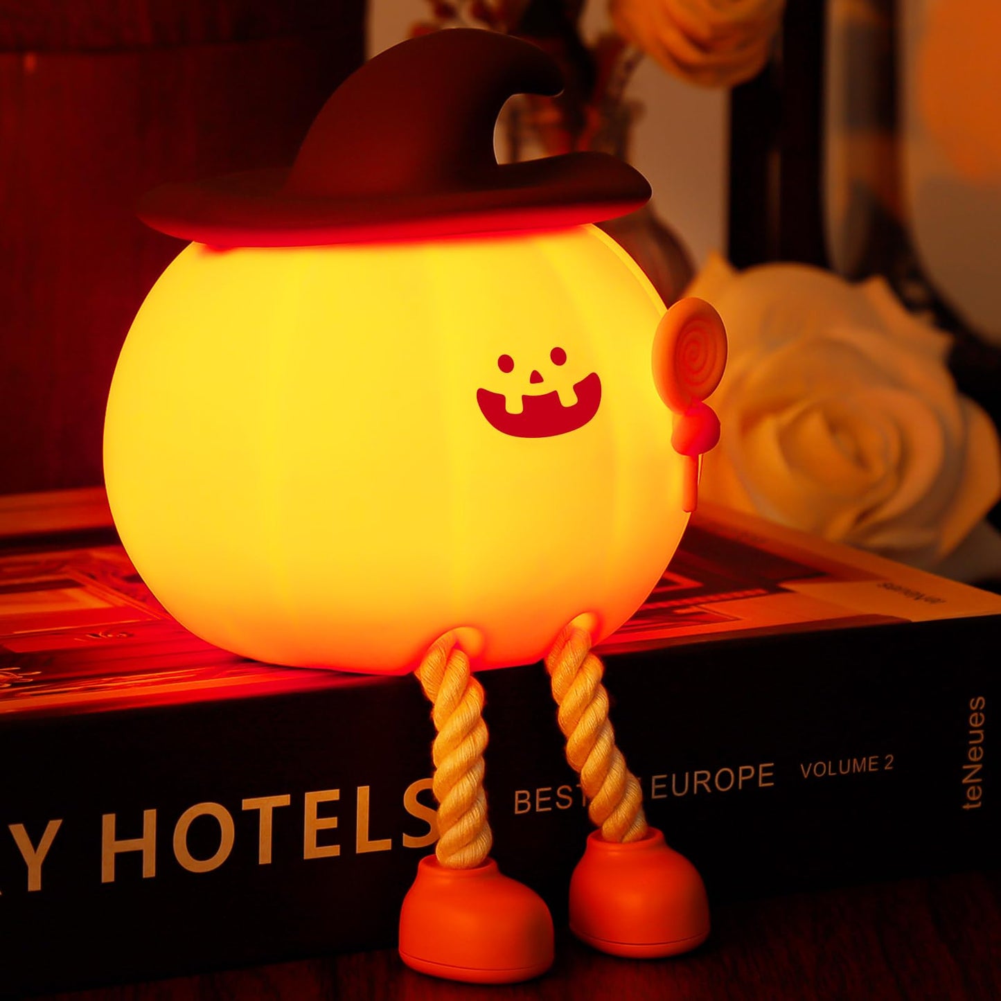 xinjue Cute Night Light for Kids, Rechargeable Touch LED Nursery Night Lamp, Silicone Pumpkin Lights for Desk Shelf, Christmas B