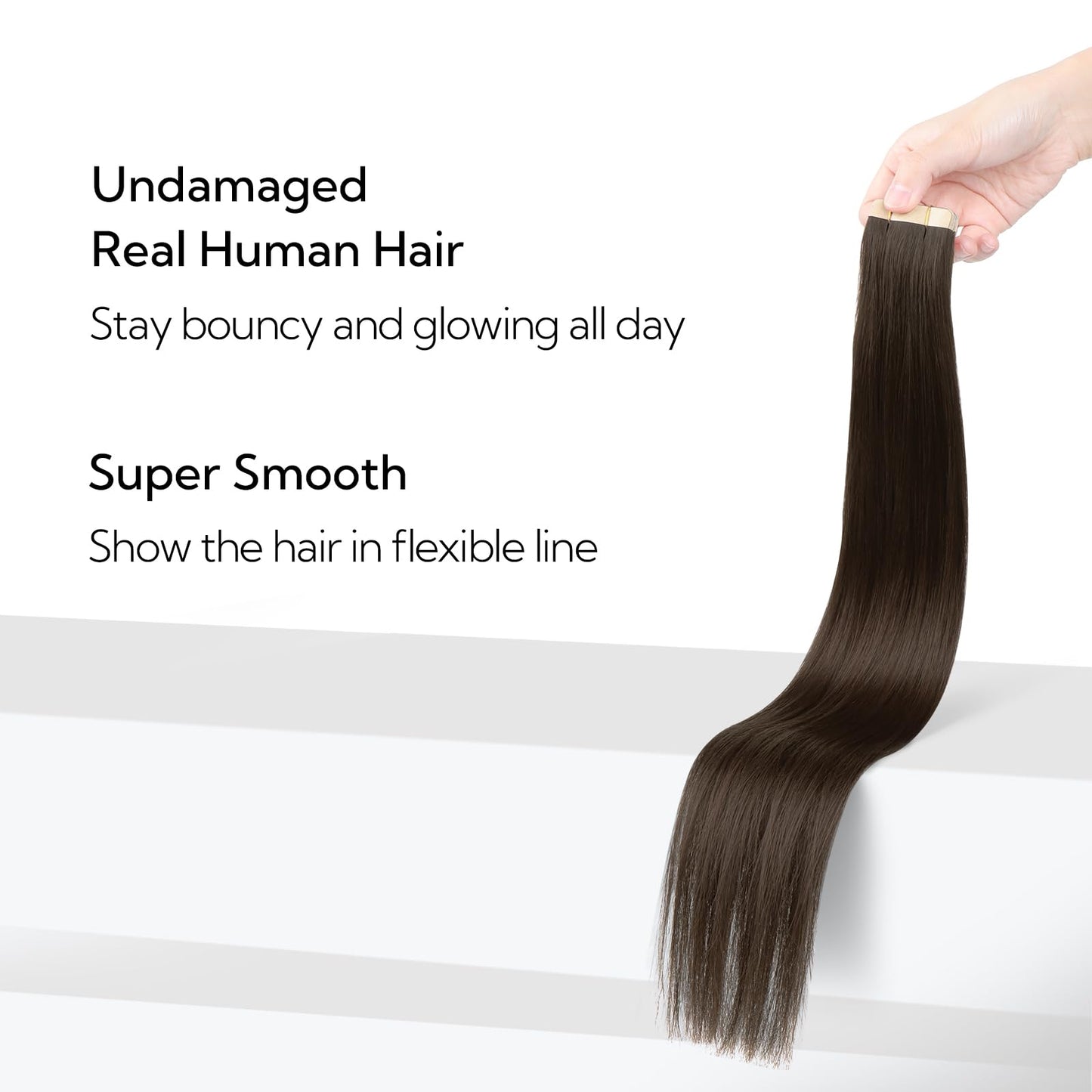 HOTBANANA Tape in Hair Extensions - 14 Inch 20pcs 50g Light Dark Brown Human Hair - Straight Remy Tape Extensions