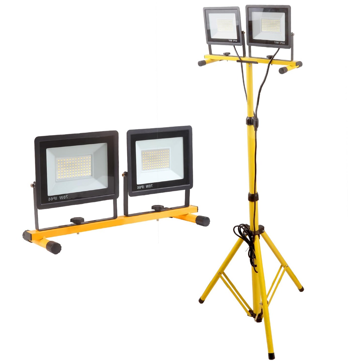 22000 Lumen Work Lights with Stand, 2 Adjustable Head LED Work Light, with Adjustable and Foldable Tripod Stand, Waterproof Lamp with Individual Switch with 6500 Kelvin Color Temperature