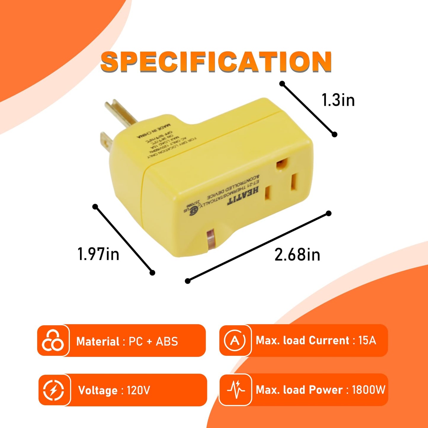 HEATIT ET-21 Freeze Thermostatically Controlled Outlet On at 38F /Off at 50F