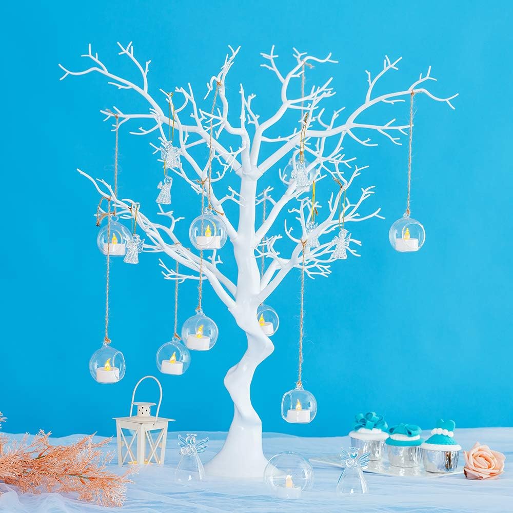 Sziqiqi Hanging Glass Globes Orbs Tea Light Candle Holders fillable with Trinkets for Wedding Ornaments, Wedding Birthday Christmas Party Centerpiece Accessory 2.36inch 30pcs +6 Extra