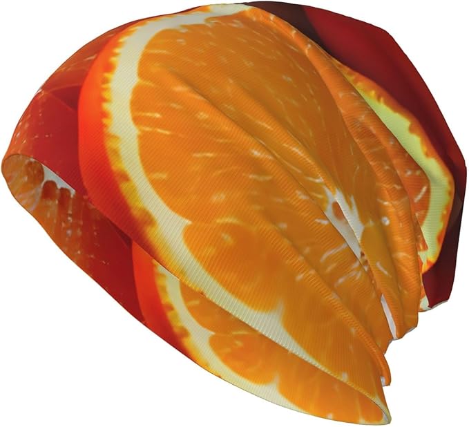 bnvaab Fresh Orange Fruit Print Beanie Hat for Men and Women Stretchy Slouchy Winter Warm Cap Headwear Accessory