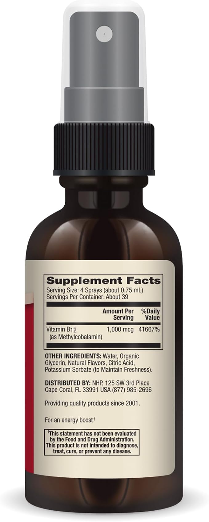 Dr. Mercola Methyl B12 Energy Boost Spray, 0.98 Fl. Oz. (29 mL), 39 Servings, 1,000 mcg Per Serving, Dietary Supplement, Supports Mental Focus, Non-GMO