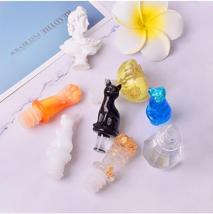 5Pcs White Bottle Stopper Silicone Mold, Crystal Epoxy Wine Bottle Stopper Mold, Reusable Beverage Bottle Stoppers Silicone Molds Cork Cover Wine Stoppers,Bar and Wine Tools, Wine Stoppers and Pourers