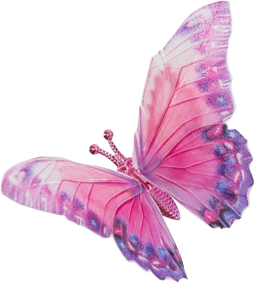 Cartanfill- Artificial Feather Simulation Butterfly Party Decoration Set, a Set of 12 Pieces with Clips, Used for Home Decoration in 12 Colors.… (T Clip)