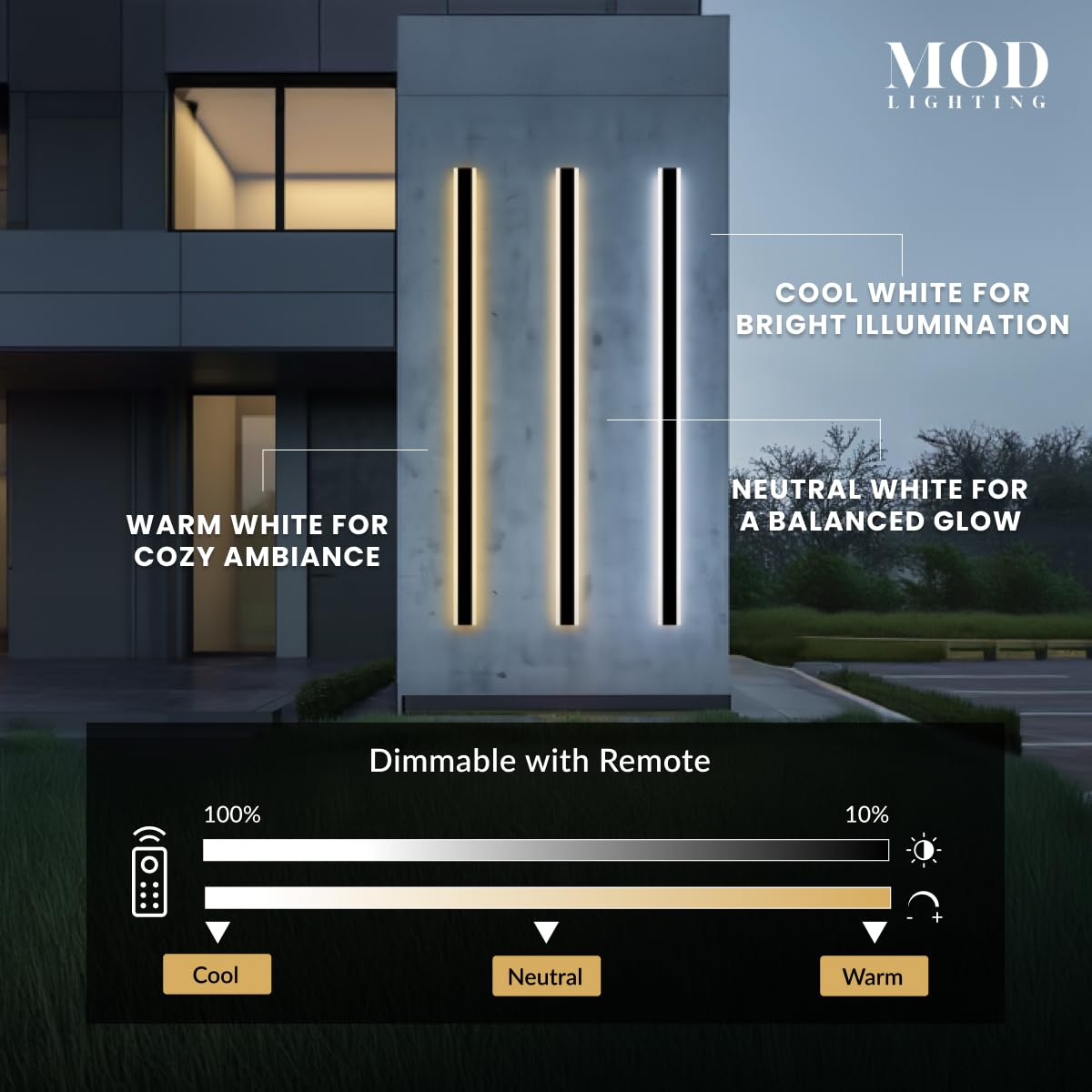 ?????? ???????????????? Haylen | Waterproof Outdoor Wall Light  Led Dimmable With Remote 3000K-6000K  Long Outdoor Porch Lights  Wired Lighting Fixture  Patio Exterior Wall Sconce  2-Pack (Black  47)