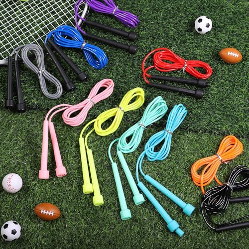 Aodaer PVC Skipping Rope Adjustable Jump Rope for Kids Multicolor Jump Rope Bulk with Plastic Handles Lightweight for Outd...