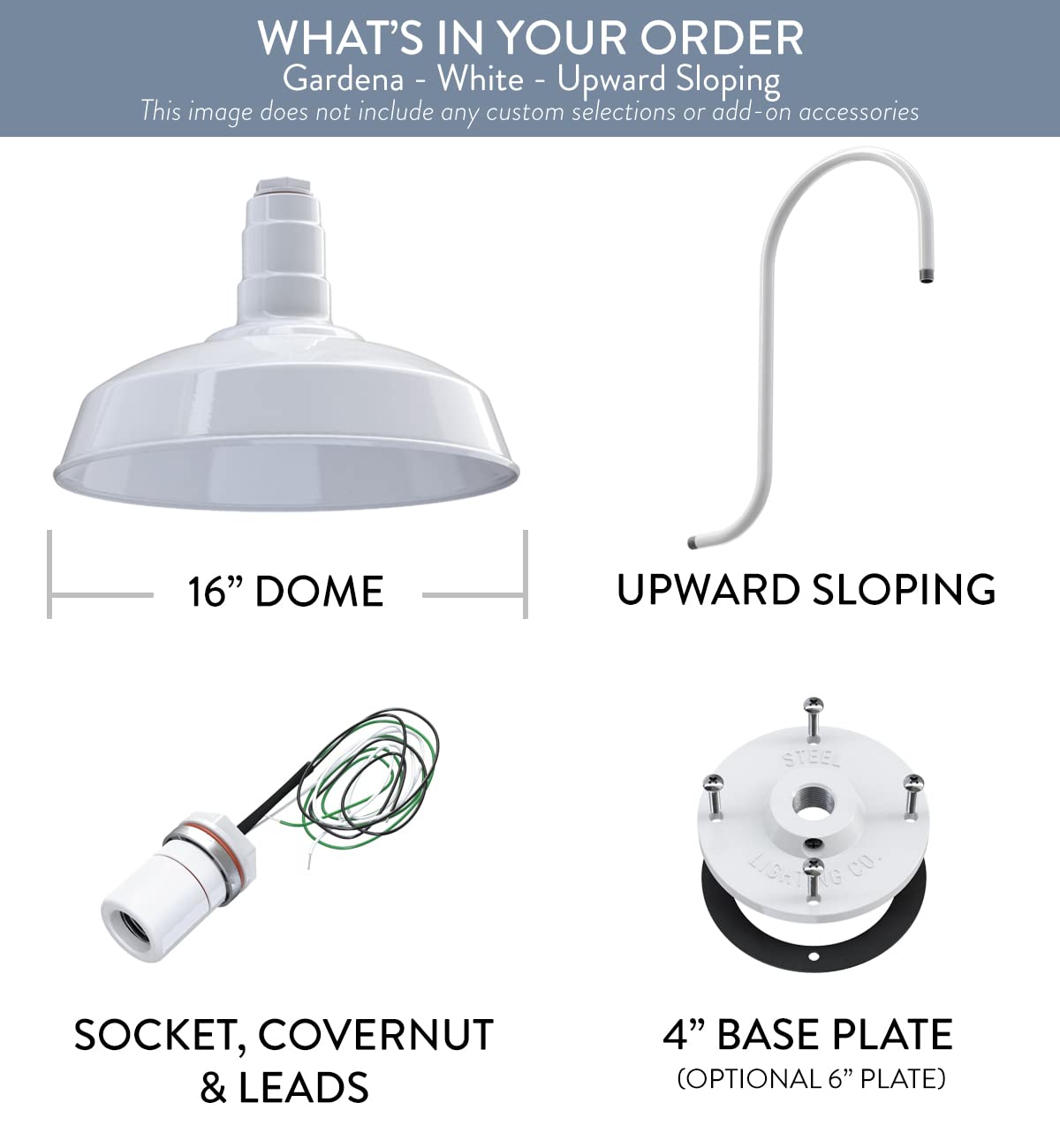 Steel Lighting Co. Gardena Barn Light - 16 White Steel Gooseneck Outdoor Wall Fixture