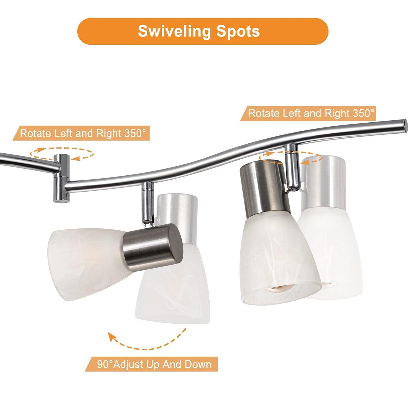 Hibay Ceiling Track Lighting 6-Light  Adjustable Modern Led Spot Light Fixtures With Glass Shade  Directional Spotlight For Kitchen Living Room Bedroom Hallway  Incl. 6X 4W E12 Bulbs