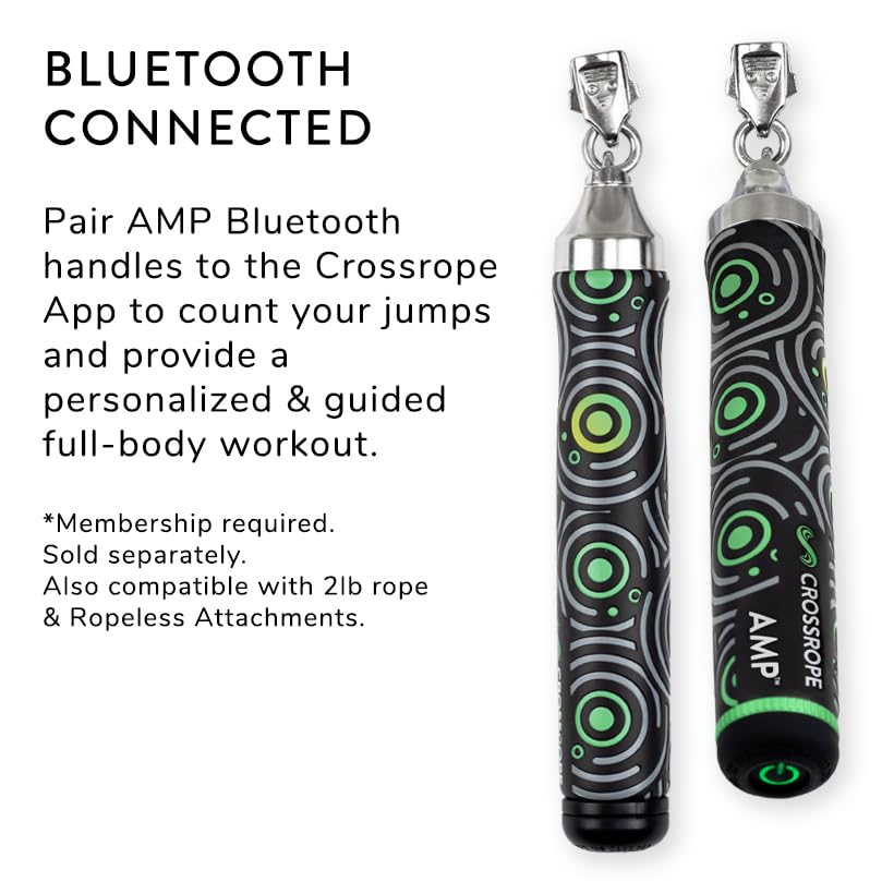 Crossrope AMP 2.0 Smart Jump Rope Set with 1/4 LB, 1/2 LB & 1LB Jump Ropes – Bluetooth-Connected, High-Intensity Jump Rope...
