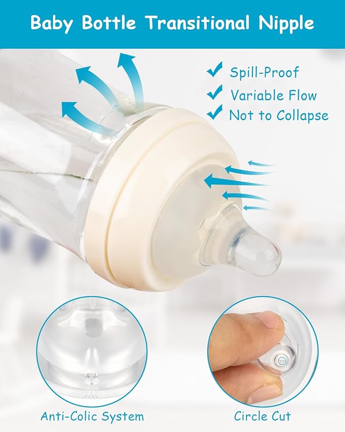 Silicone Nipple for Gulicola Natural Glass Bottle, Slow Flow Nipple Level 1, 1 m+, 4 Count