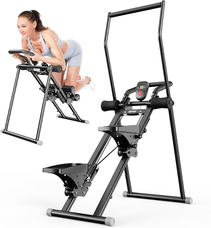 Stair Stepper & Ab Machine by SEWD, 2-in-1 Cardio Workout Equipment with Adjustable Handlebar & Large Pedals, 90% Pre-Asse...