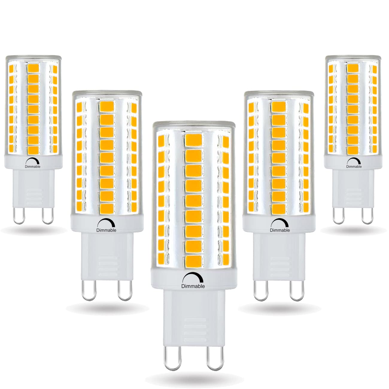 Kakemono G9 Led Bulbs Dimmable 6W  50W Halogen Equivalent  2700K Soft Warm White  T4 Bi-Pin Led Bulbs For Chandelier Pendant Wall Lighting  Pack Of 5