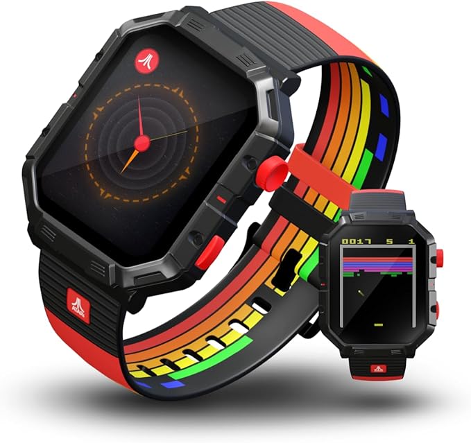 My Play Watch Atari 2600, Retro Gaming Smart Watch with Selective Tech, All Day Fitness Tracker, Built-in Centipede™, Pon...