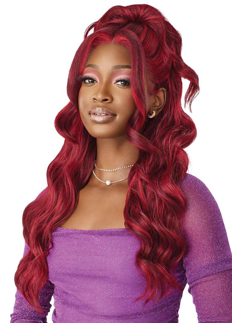 Outre Lace Front Wig - Perfect Hair Line 13X4 - Swoop Series - Swoop 8 (JET BLACK 1)