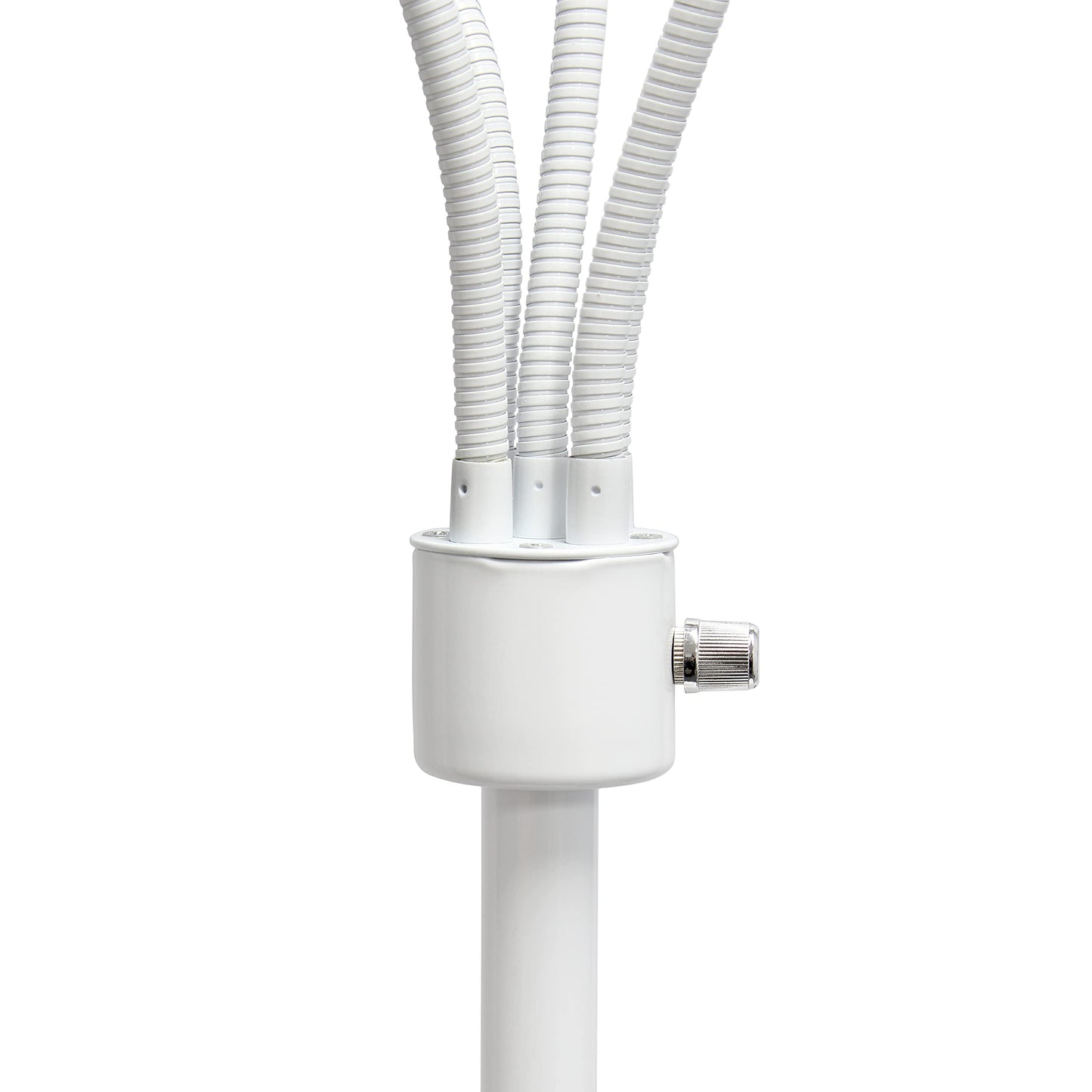 Simple Designs LF2006-GOW 67in White Gooseneck Floor Lamp with Gray Shades for Kids Bedroom, Playroom, Living Room, Office