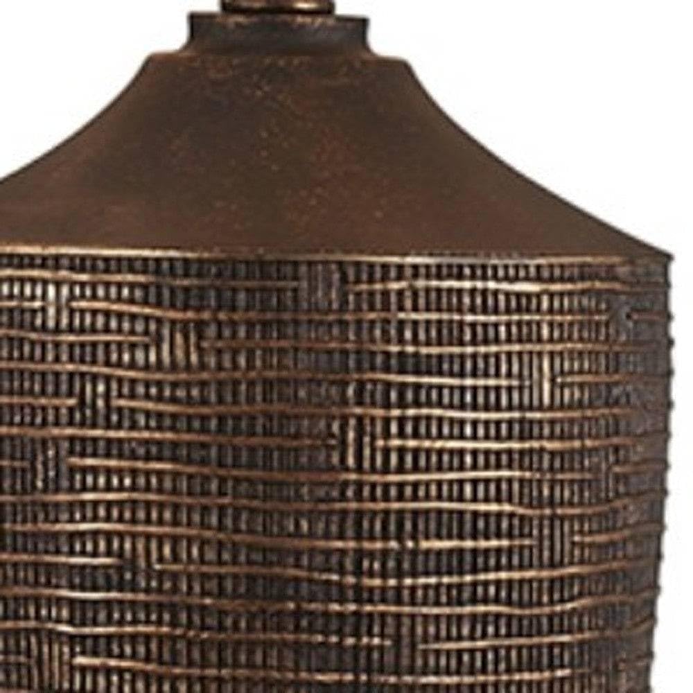 HomeRoots Rustic Ribbed Bronze Table Lamp - Resin Material, Elegant Design