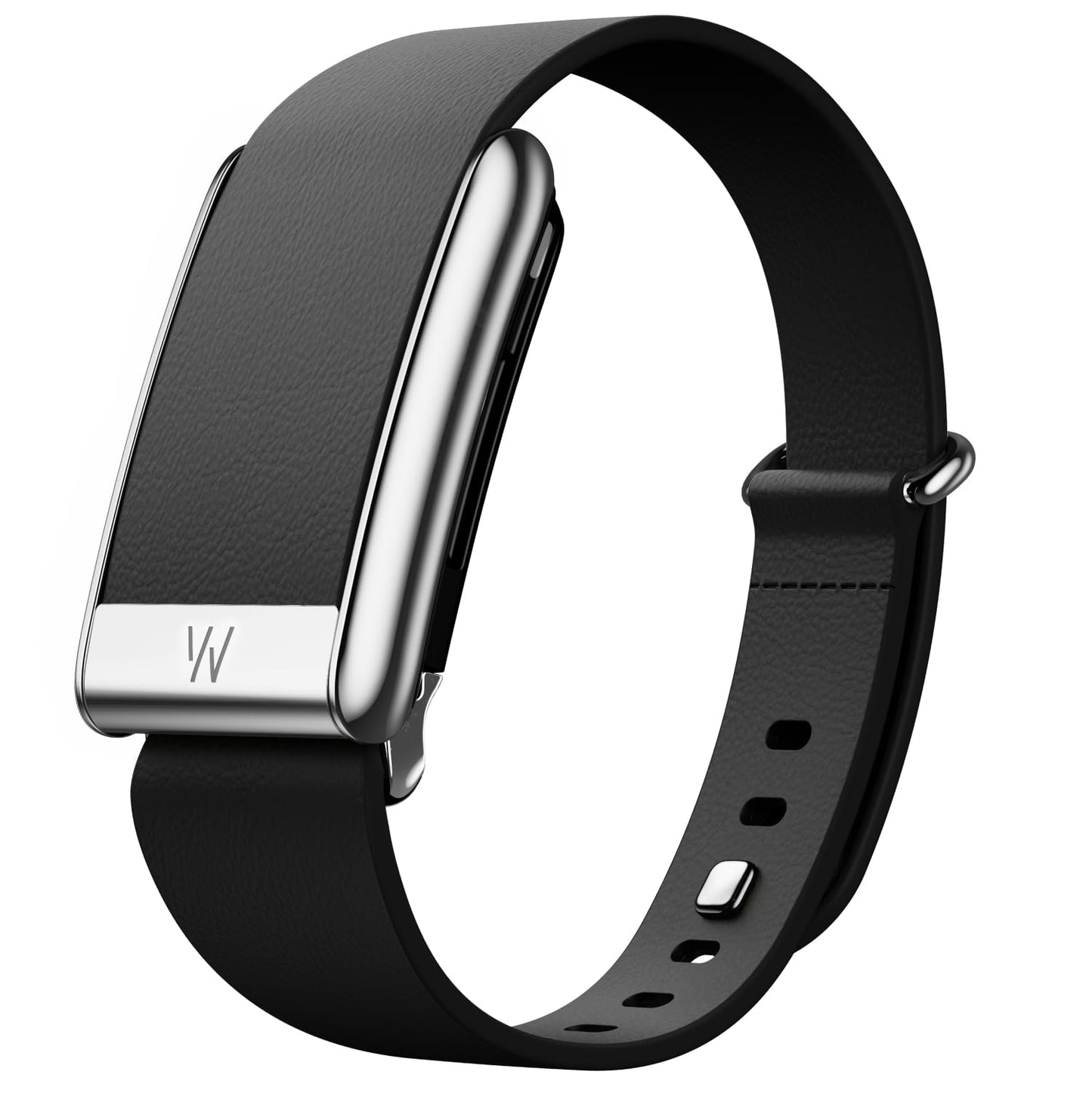 WHOOP LeatherLuxe Band – Compatible with 5.0, One, & Peak – Genuine Italian Leather Accessory, Tapered Black with Titanium, Size S – Not Compatible with Gen 4