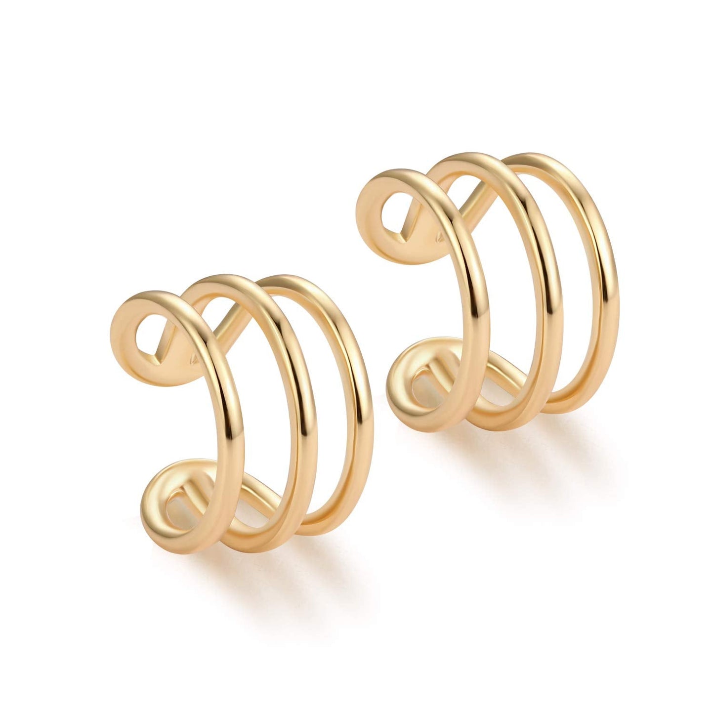 MYEARS Women's 14K Gold Filled Wrap Hoop Earring, 3.8mm-3.9mm, 3mm Bead, Non-Pierced, Hypoallergenic, Geometric, Minimalist, Gif