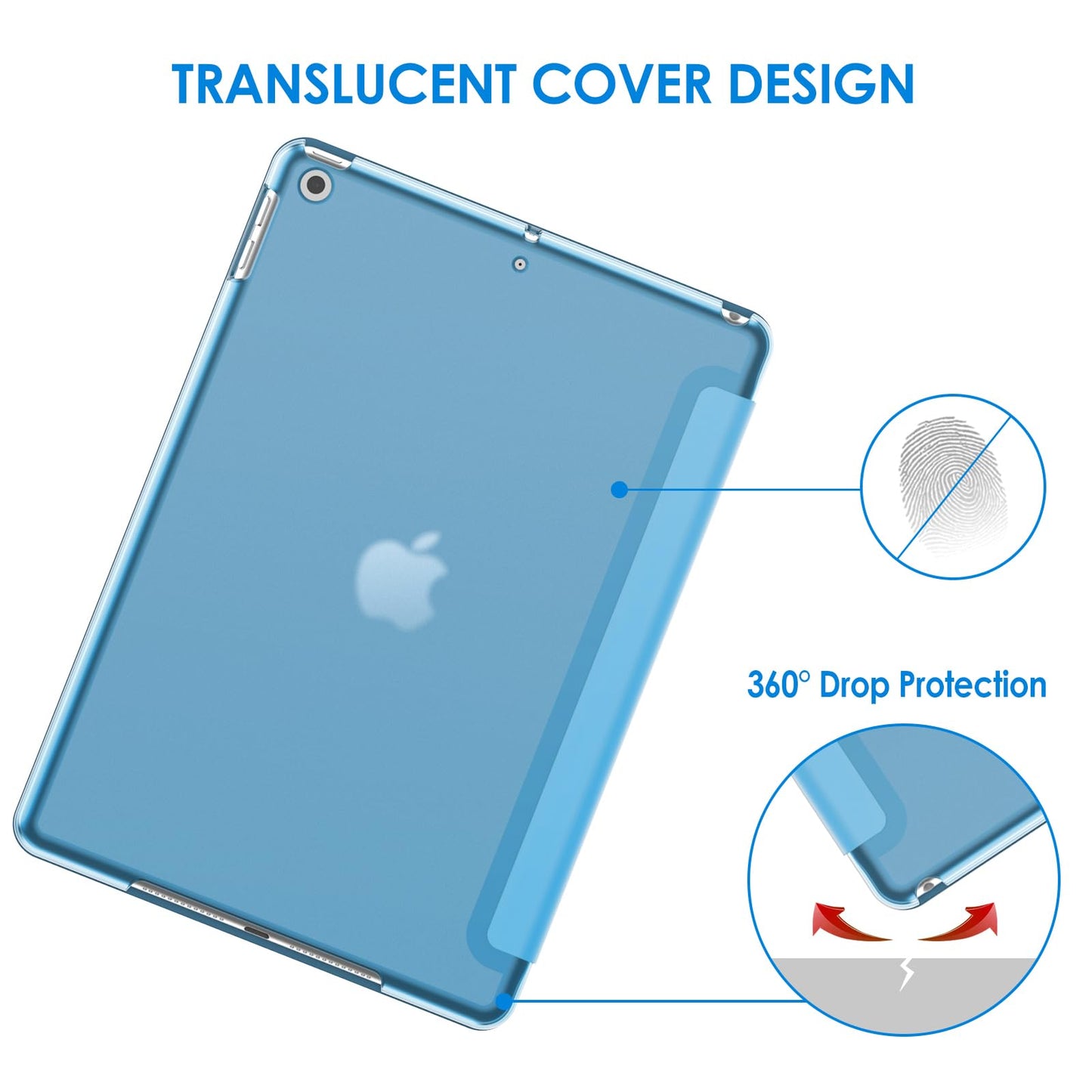Jetech Case For Ipad 10.2-Inch (2021/2020/2019 Model, 9/8/7 Generation), Auto Wake/Sleep Cover (Blue)