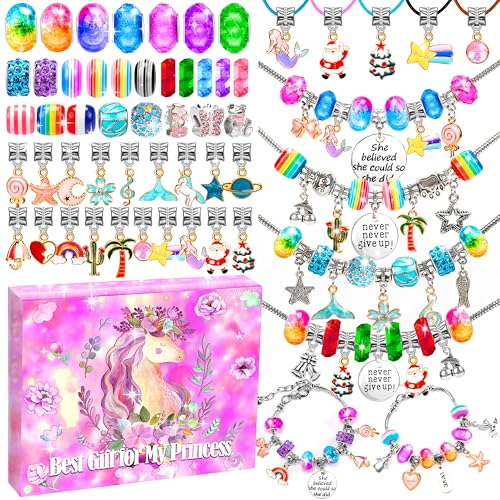 AMAZING TIME 130 Pcs Charm Bracelet Making Kit, Jewelry Toy for Girl Age 8-12 Beads Craft Set for 5 6 7 8 9 10 11 12 Year ...