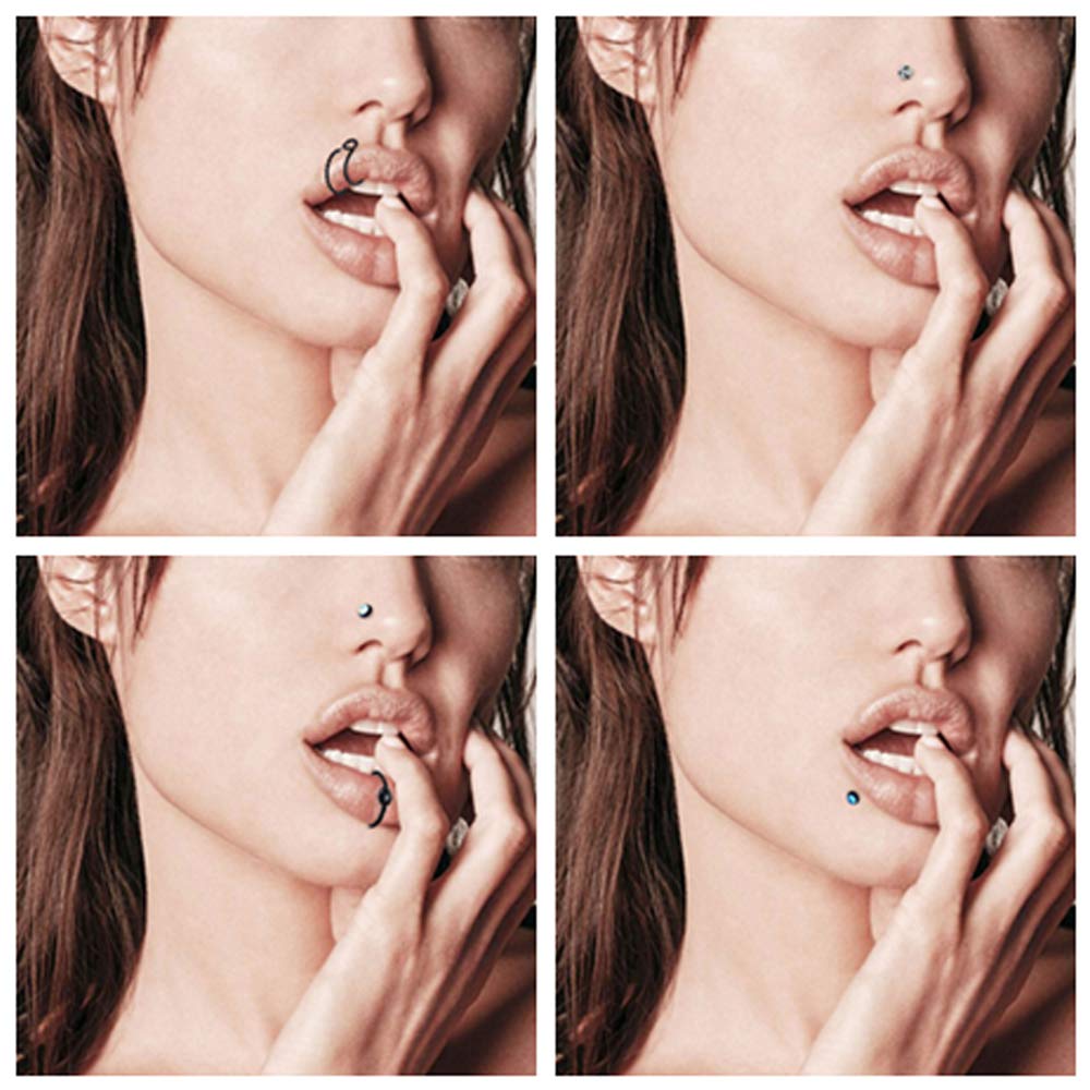 20G Black Surgical Steel Nose Screw Nose Stud Nose Rings Hoops Nose Hoop for Women Men