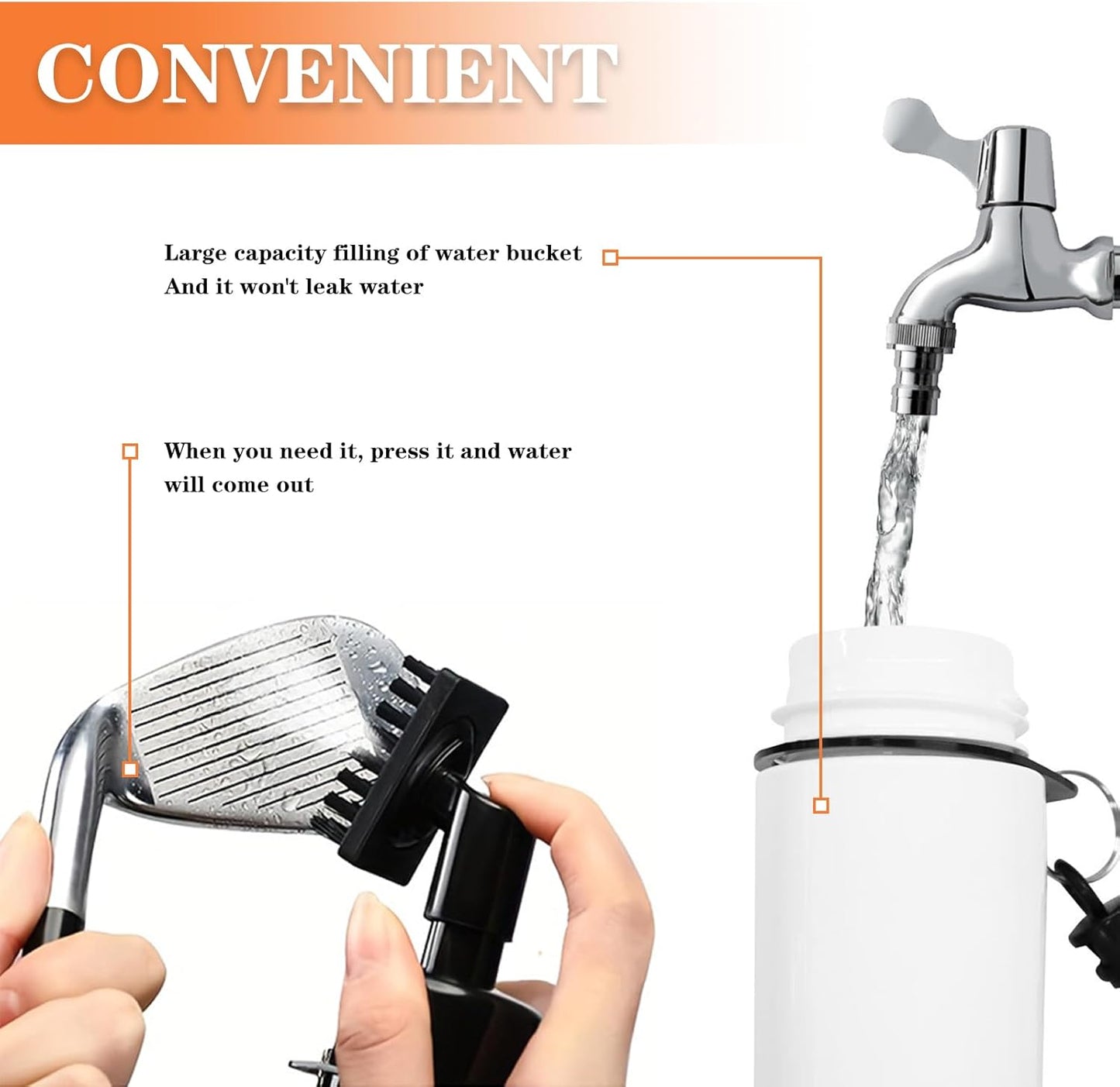 Pro Golf Club Cleaner,Includes Water Golf Club Brush Golf Towel Golf Accessories,Heavy Duty Retractable Clip- Squeeze Bottle for Easy Cleaning with Nylon Bristles- Holds 4 Oz Water(Black)