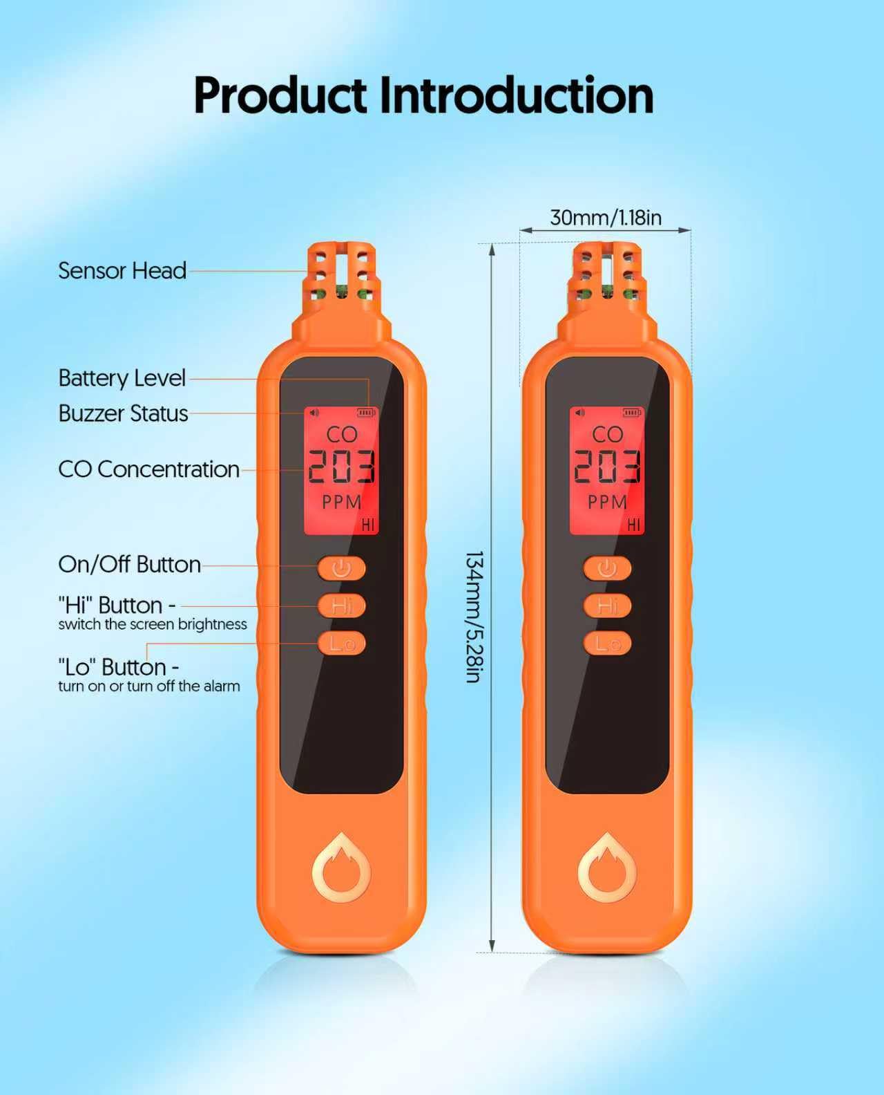 Carbon Monoxide Detectors, Portable CO Detector Battery Powered, Handheld Carbon Monoxide Monitor Alarm Detector with LCD Display for Home/Outdoor/Travel