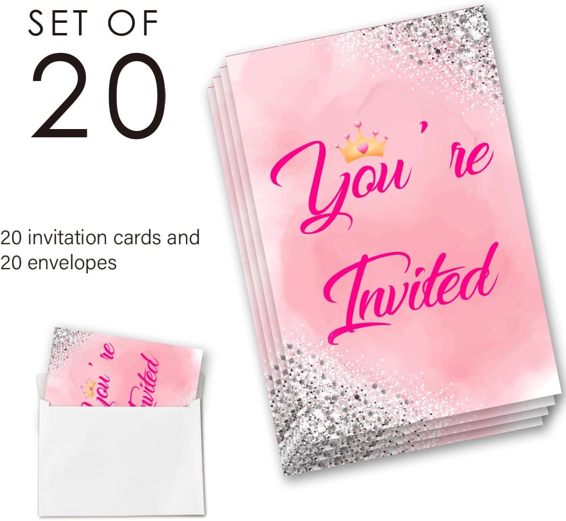 Pink Girl Birthday Party Invitations Supplies with Envelopes Set of 20 Pink Girls Birthday Party Invites Fill in Blank, Double Sided