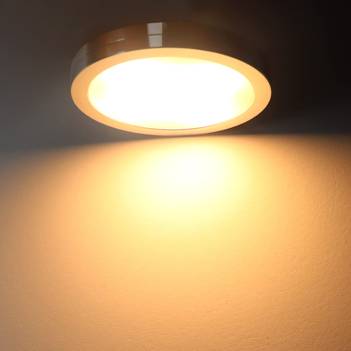 YGS-Tech LED Puck Lights, Warm White, Aluminum, Touch Dimming, 3-Pack, Under Cabinet Lighting