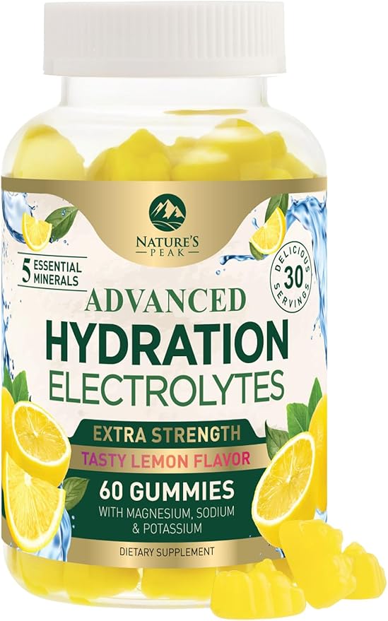 Hydration Electrolyte Gummies - Daily Liquid Replenisher Gummy - Electrolyte Multiplier with Minerals, Potassium & Real Sa...
