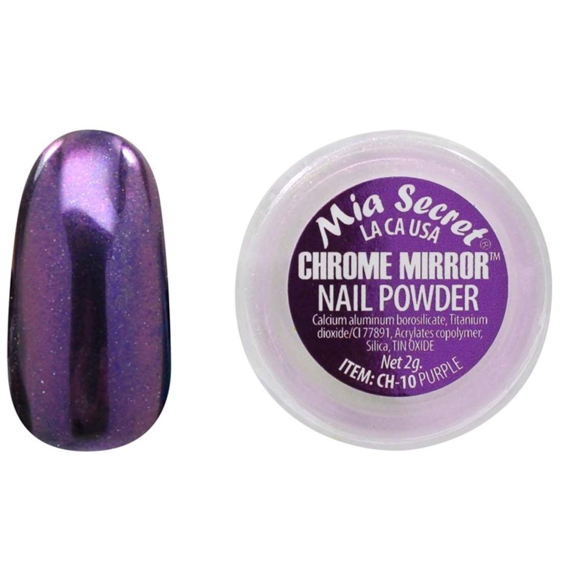 Mia Secret Chrome Mirror Nail Powder - The Original Holographic Purple Manicure Nail Art Decoration For Mirror Effect Nails